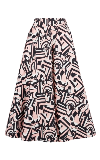 Shop La Doublej Circle Cotton Blend Midi Skirt In Print