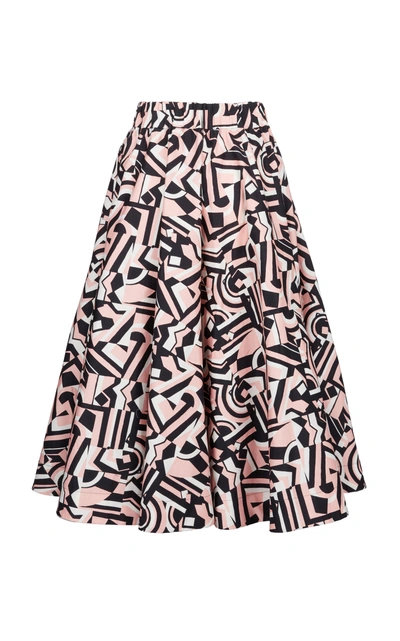 Shop La Doublej Circle Cotton Blend Midi Skirt In Print