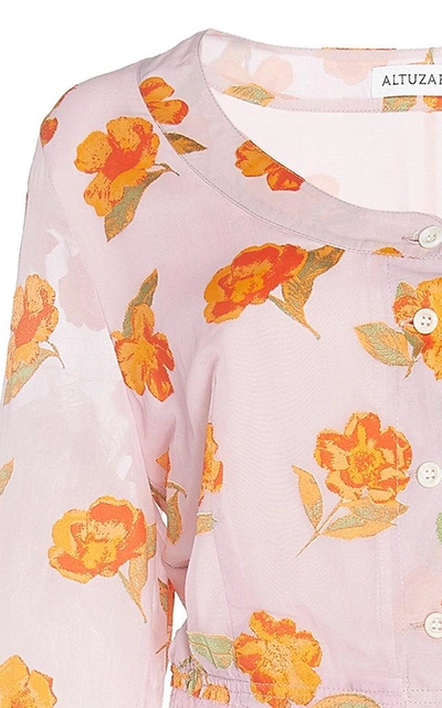 Shop Altuzarra Livia Floral Chiffon Dress In Pink