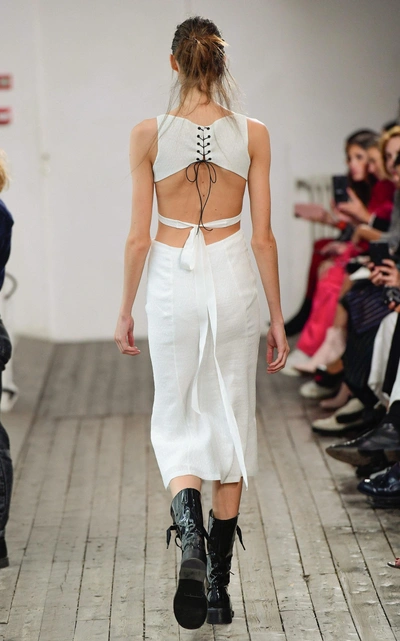 Shop Olivier Theyskens Tardo Silk-blend Harness Bra In White