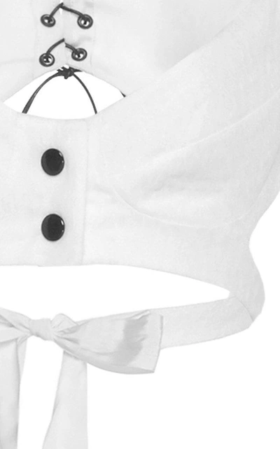 Shop Olivier Theyskens Tardo Silk-blend Harness Bra In White