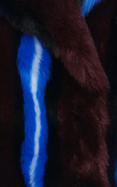 Shop Diane Von Furstenberg Faux Fur Jacket In Stripe