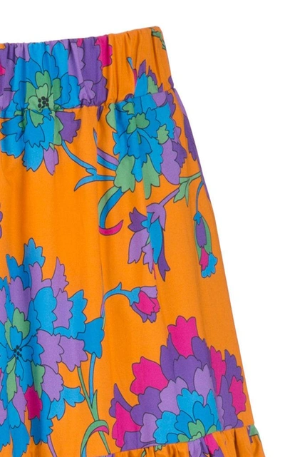 Shop La Doublej Printed Cotton Maxi Skirt In Orange