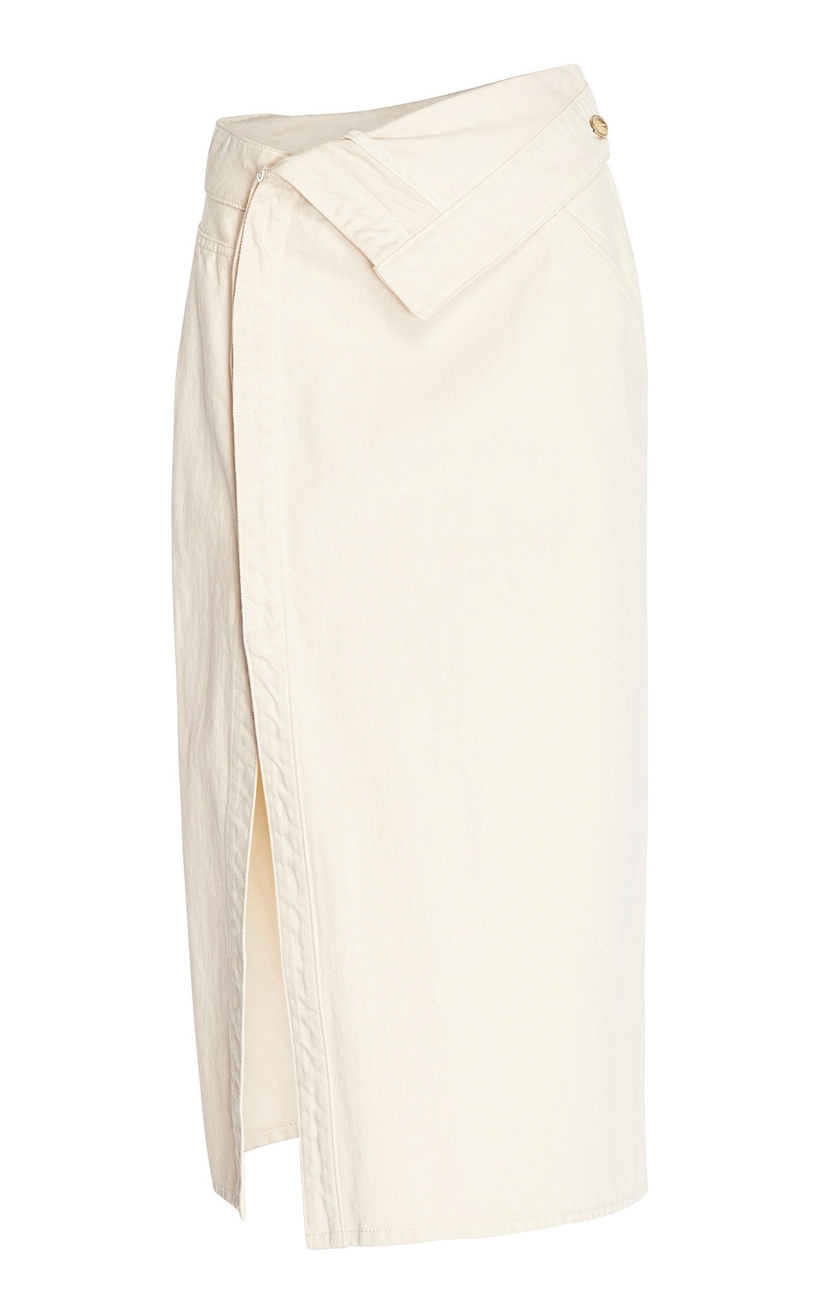 jacquemus folded denim midi skirt