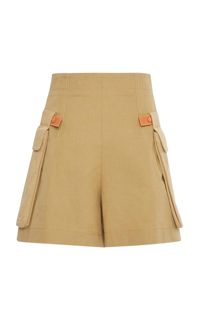 Shop Loewe Cargo Cotton Shorts In Neutral