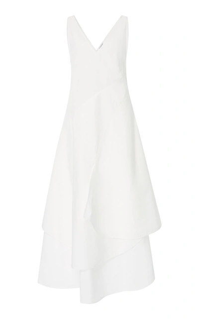 Shop Loewe Petal Crepe Midi Dress In White