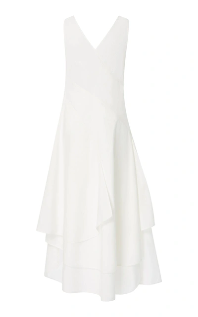Shop Loewe Petal Crepe Midi Dress In White