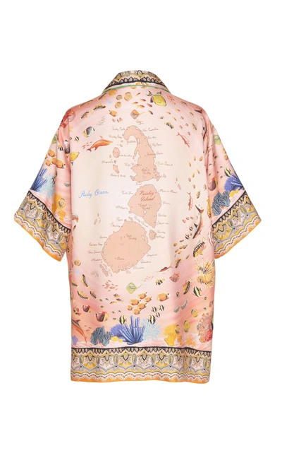 Shop Etro Button-front Satin Short-sleeve Shirt In Pink