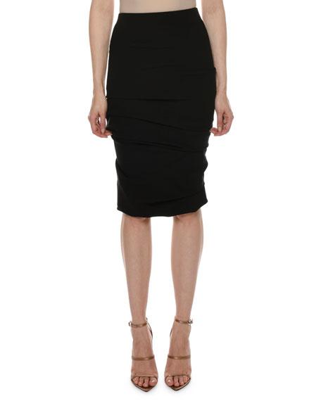 Tom Ford Ruched Jersey Body-Con Knee-Length Skirt In Black | ModeSens