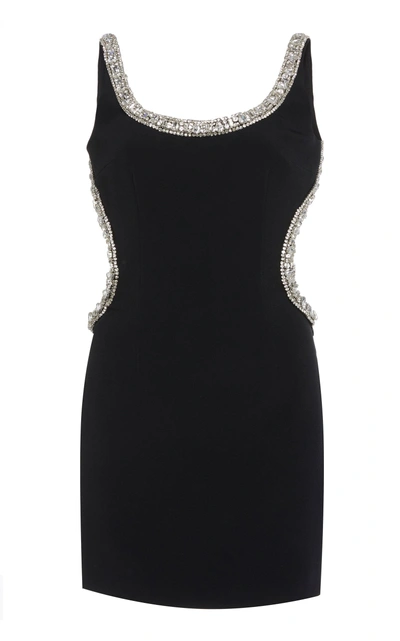 Shop Alessandra Rich Embellished Crepe Mini Dress In Black