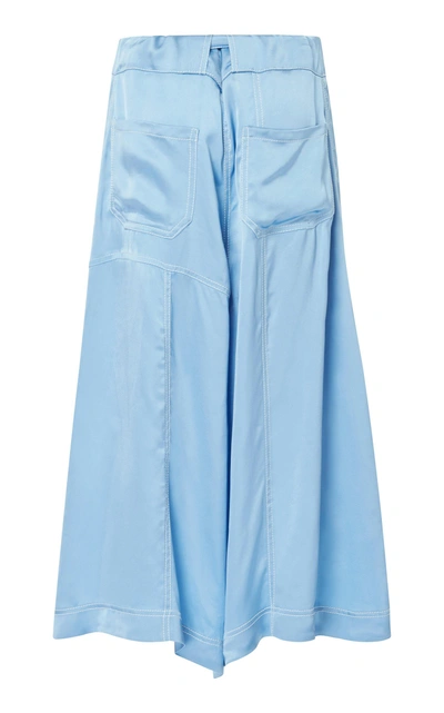 Shop Loewe Oversized Satin Shorts In Blue