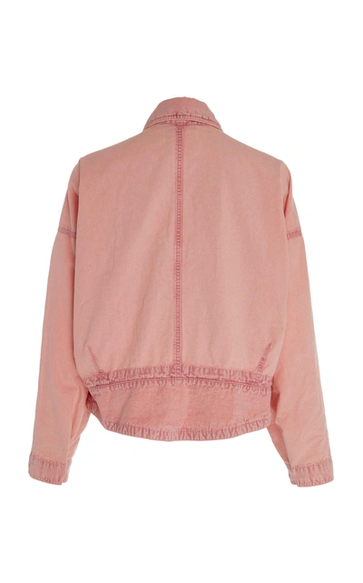 Thalia Mesh paneled Denim Jacket In Pastel Pink