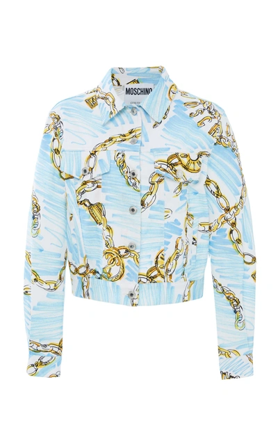 Chain print cheap denim jacket