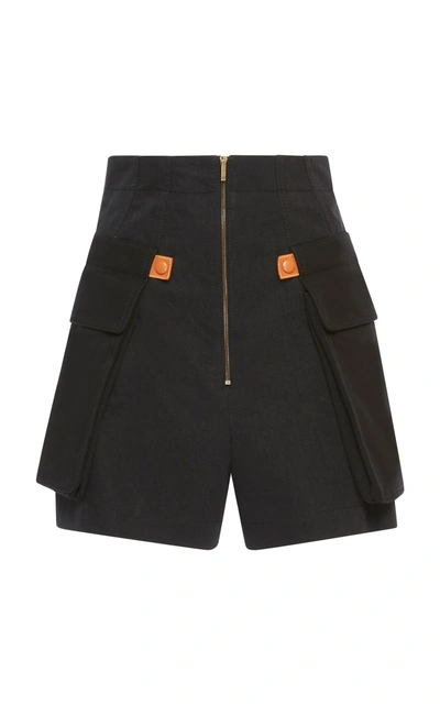 Shop Loewe Cargo Cotton Shorts In Black