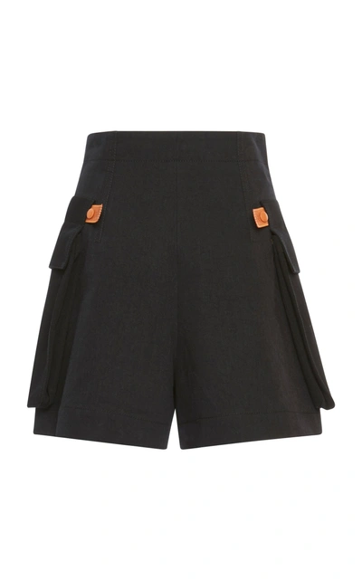 Shop Loewe Cargo Cotton Shorts In Black