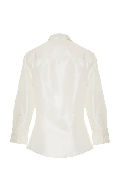 Shop Carolina Herrera Classic Taffeta Silk Shirt In White