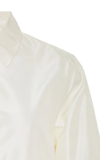 Shop Carolina Herrera Classic Taffeta Silk Shirt In White