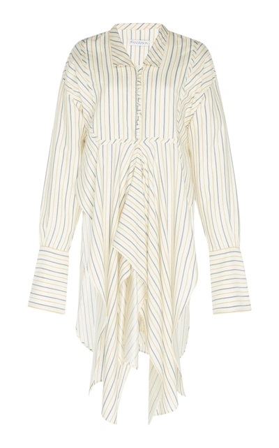 Shop Jw Anderson Striped Satin Shirt In White