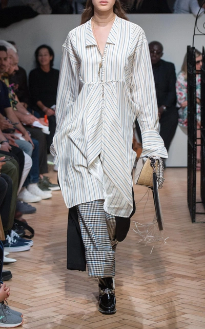 Shop Jw Anderson Striped Satin Shirt In White