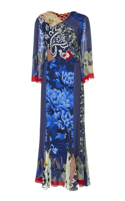 Shop Etro Short-sleeve Silk Maxi Dress In Blue