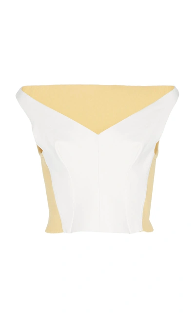 Shop Marni Cropped Leather Tank Top In Yellow