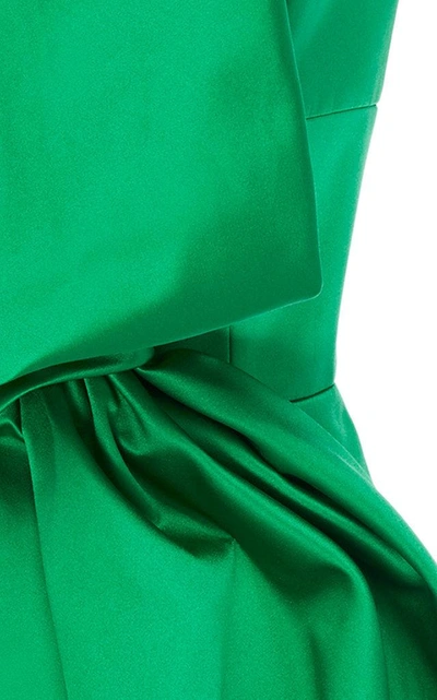Shop Paule Ka Bow-detail Duchess Satin Mini Dress In Green