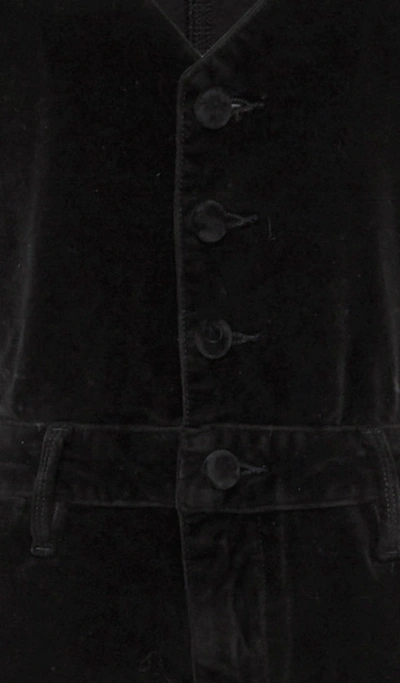 Shop Frame Le Velveteen Button Front Jumpsuit In Black