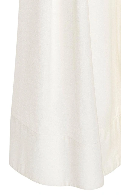 Shop Jacquemus Arcello High-waisted Cotton And Linen Wide-leg Pants In White