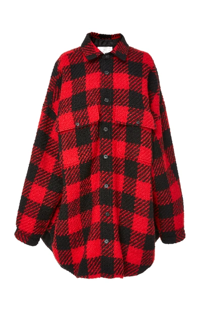 Shop Monse Oversized Shirt Coat In Red