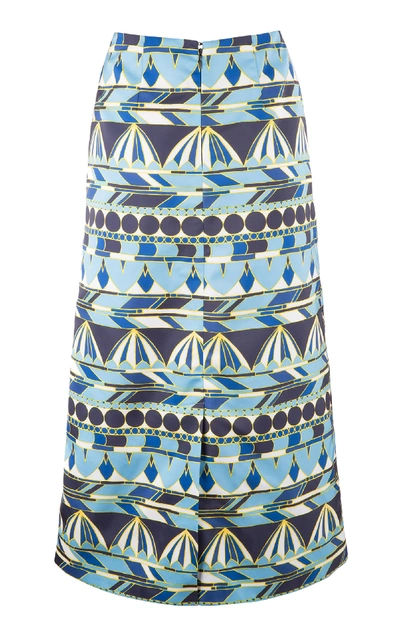 Shop La Doublej Print Pencil Skirt In Blue