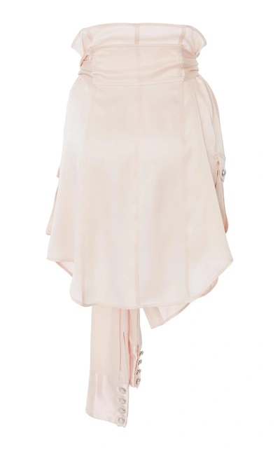 Shop Balmain Knot-detail Silk Skirt In Pink