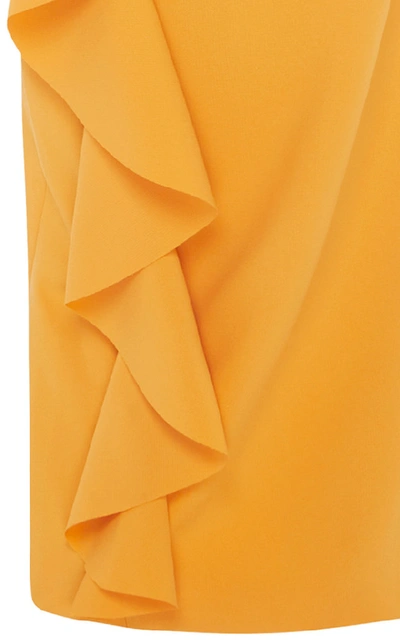 Shop Rachel Gilbert Farah Frill Stretch Crepe Gown In Yellow