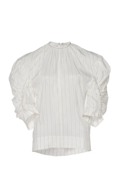 Shop Victoria Victoria Beckham Ruched Satin Top In White