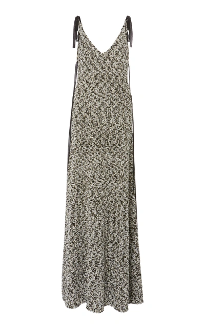 Shop Loewe Knit V-neck Maxi Dress In Grey
