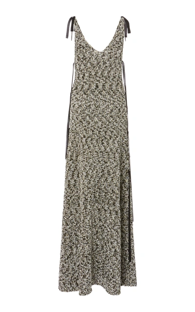 Shop Loewe Knit V-neck Maxi Dress In Grey