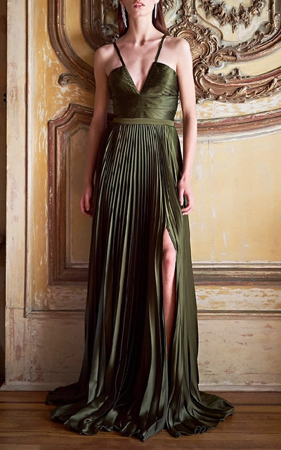 Shop Amur Valerie Maxi Gown In Green