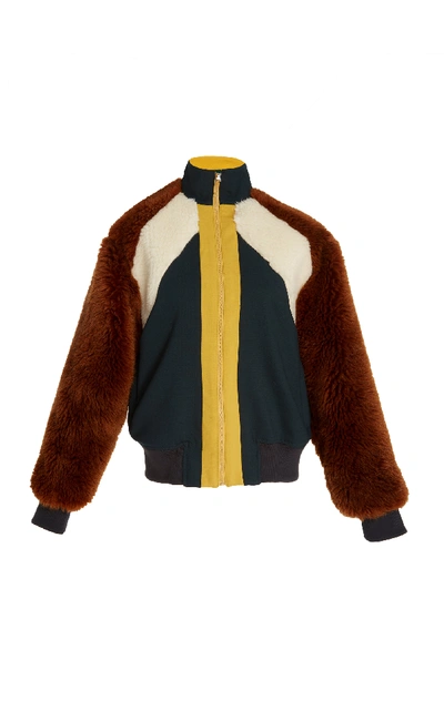 Shop Sea Wool Tradition Combo Mohair Track Jacket In Multi
