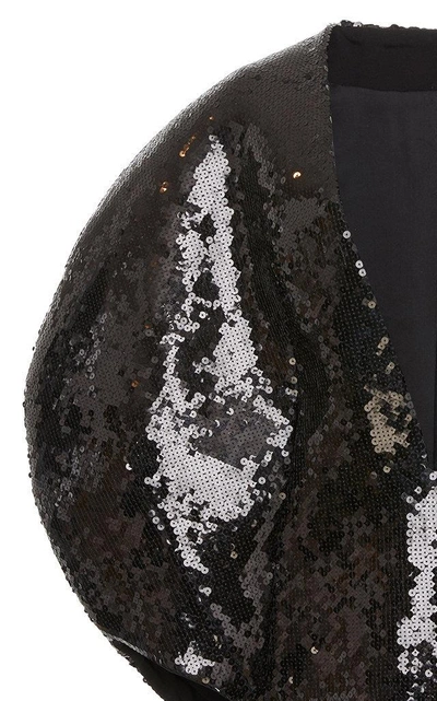 Shop Balmain Circular Sequin Dress In Black