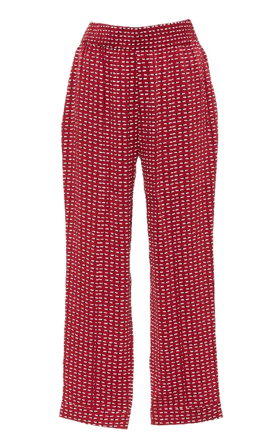 Shop Asceno Tailored Silk Trouser In Red