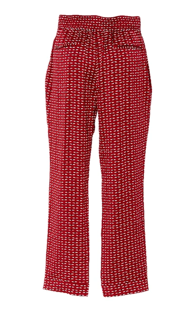 Shop Asceno Tailored Silk Trouser In Red