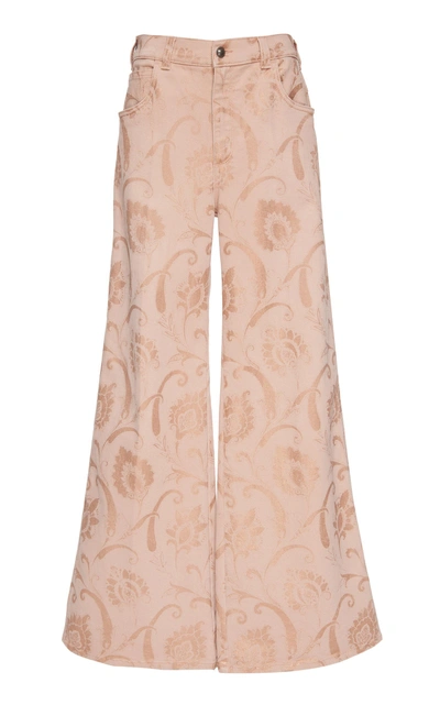 Shop Etro Brocade Flared Jeans In Pink