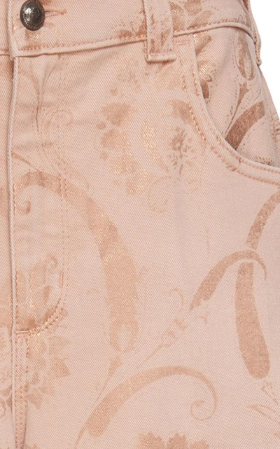 Shop Etro Brocade Flared Jeans In Pink