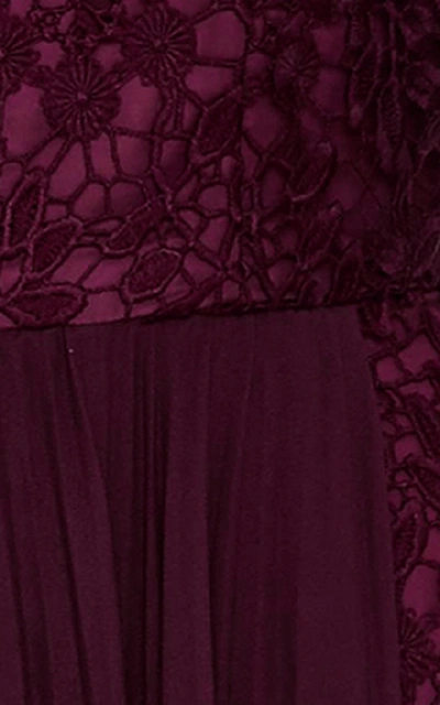 Shop Amur Indina Lace Dress In Burgundy
