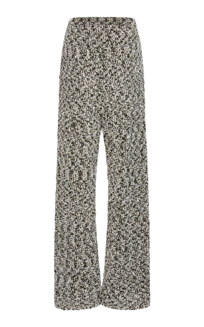 Shop Loewe High-rise Knit Wide-leg Trousers In Grey