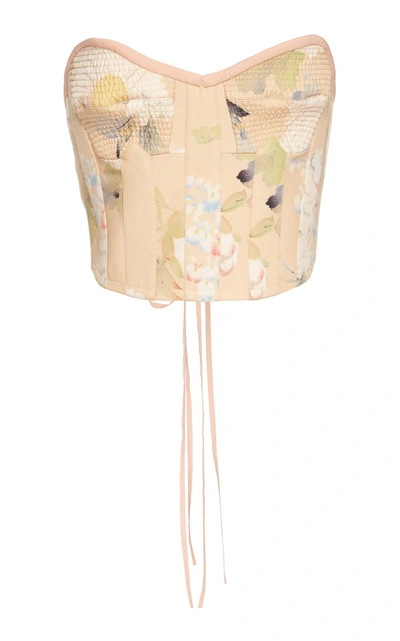 Shop Etro Strapless Silk-blend Corset In Pink