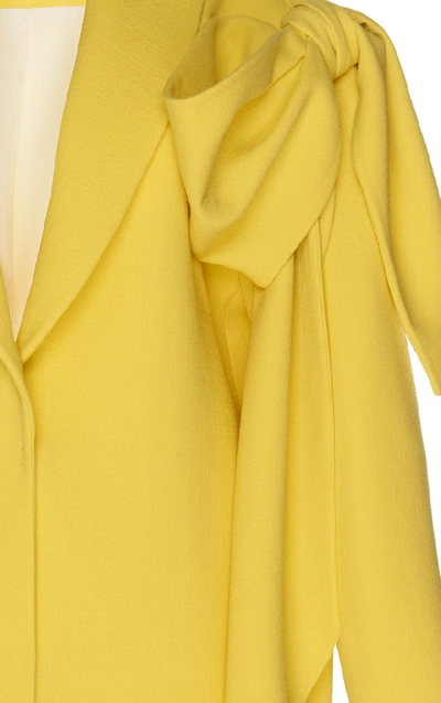 Shop Delpozo Straight Coat With Bow In Yellow