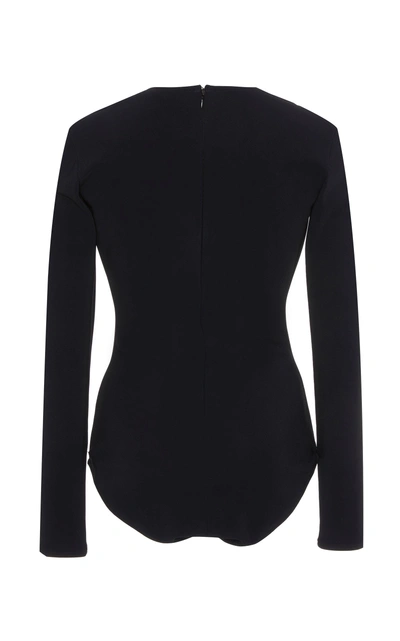 Shop Alessandra Rich Chain-detail Long-sleeve Jersey Bodysuit In Black