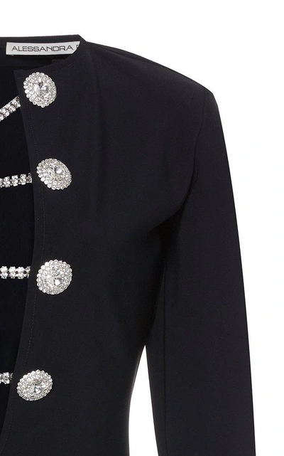 Shop Alessandra Rich Chain-detail Long-sleeve Jersey Bodysuit In Black