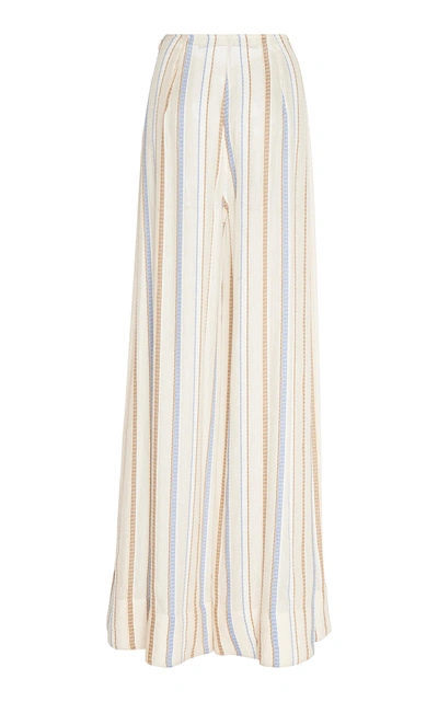 Shop Jacquemus Arcello High-waisted Cotton And Linen Wide-leg Pants In Stripe