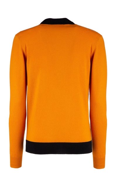 Shop La Doublej Gemini Printed Wool Blend Cardigan In Orange